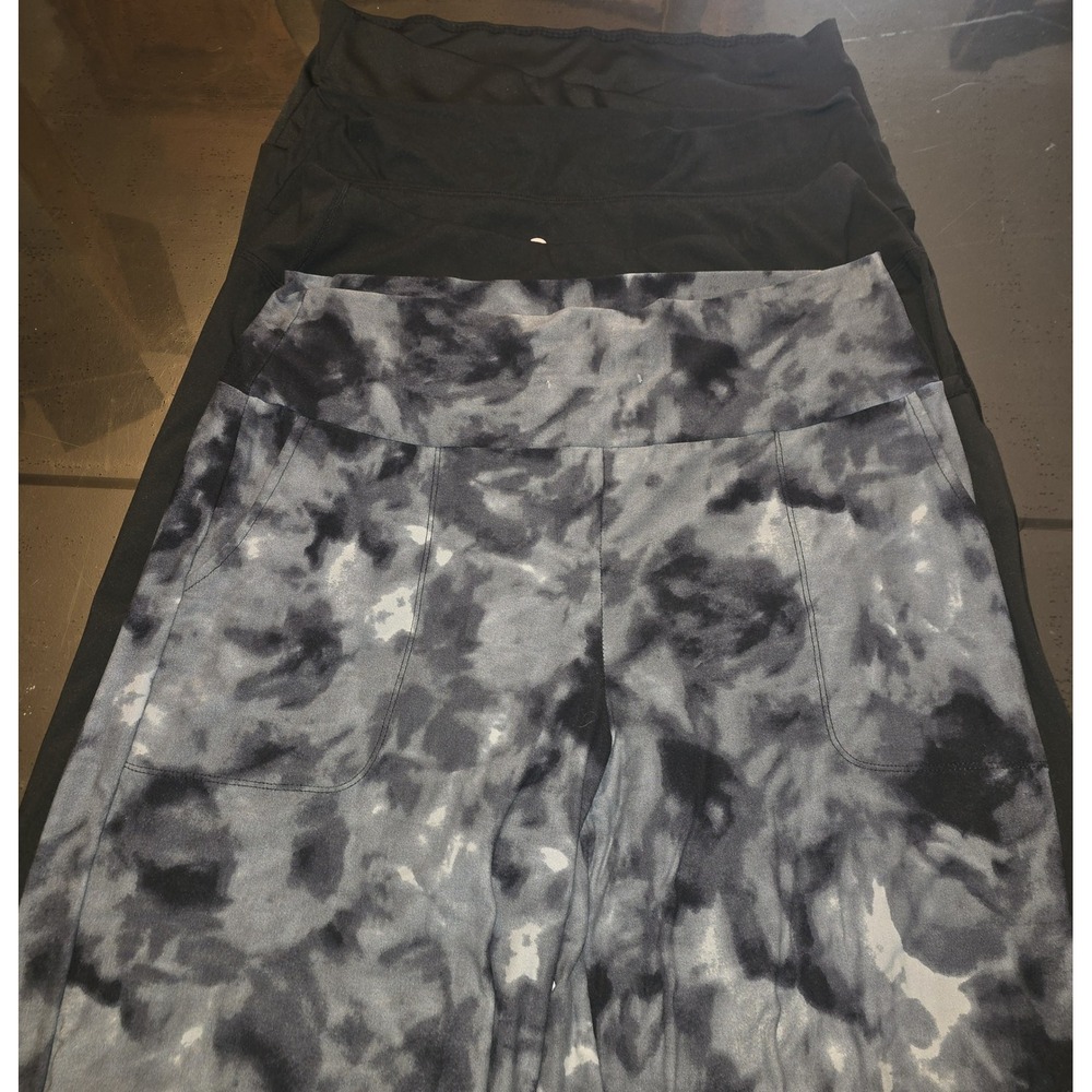 Lot of 4 Womens Plus Size Leggings XL 1XL SHEIN Curve Esoft Black Tie Dye Bundle